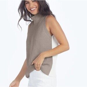 SUMMERSALT Two-Tone High Neck Pullover Sleeveles Sweater Vest Sz M Clean Girl